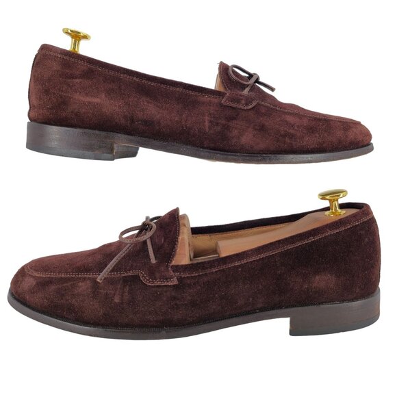 Martin Dingman Italy Brown Suede Dress Shoes Mens 10 Apron-toe Loafers Slip-ons main image 7